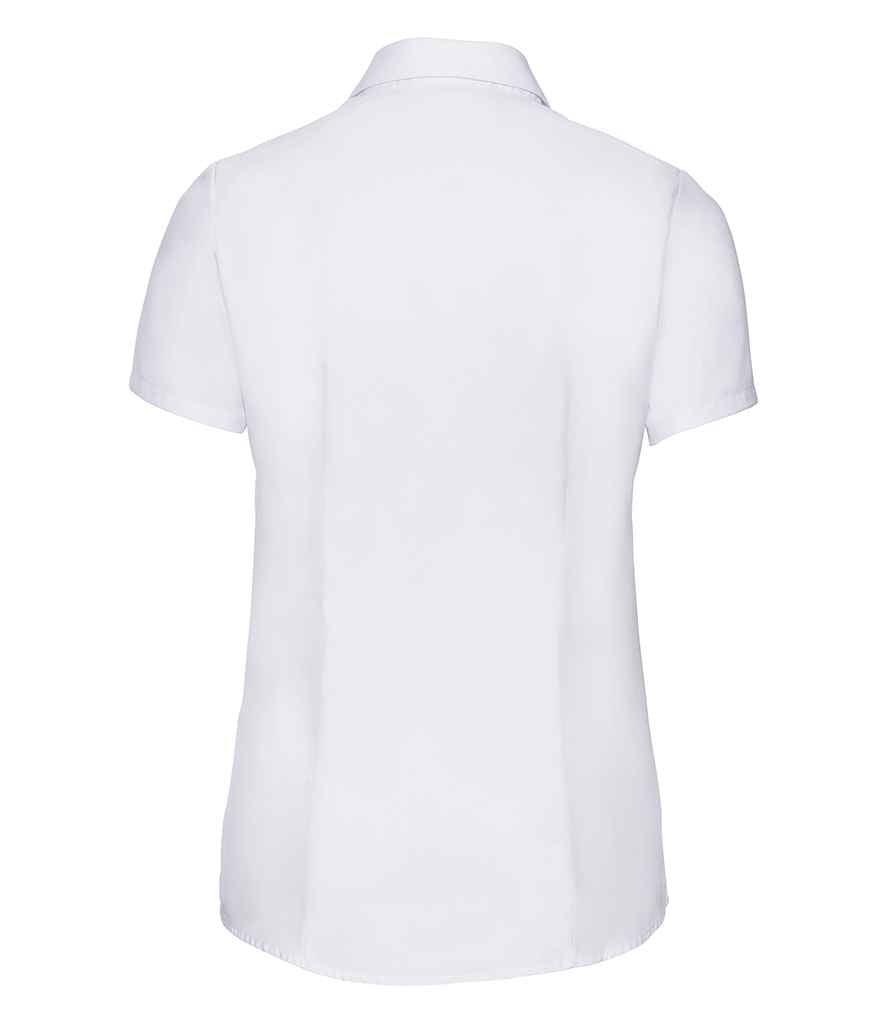 Russell Athletic Collection Ladies Short Sleeve Herringbone Shirt - White