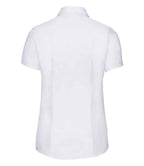 Russell Athletic Collection Ladies Short Sleeve Herringbone Shirt - White