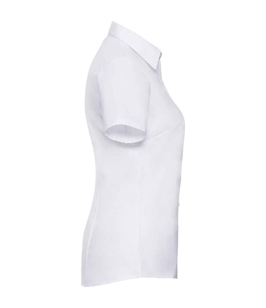 Russell Athletic Collection Ladies Short Sleeve Herringbone Shirt - White