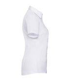 Russell Athletic Collection Ladies Short Sleeve Herringbone Shirt - White