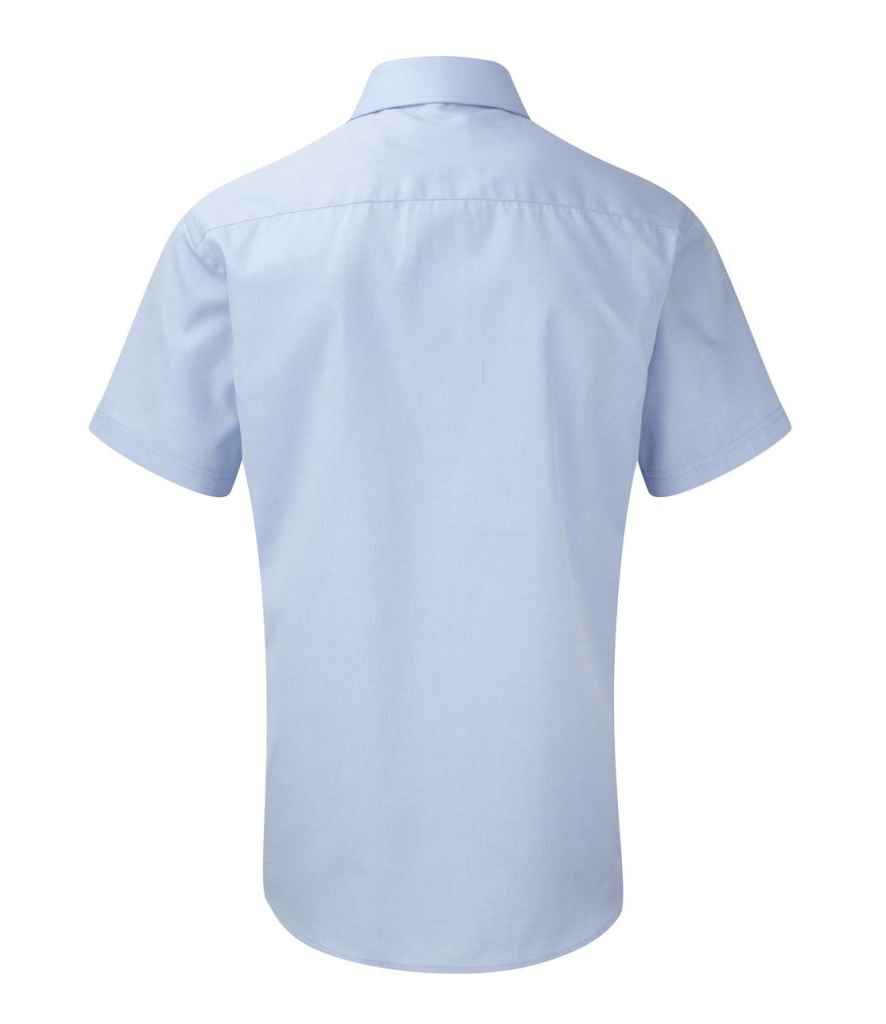 Russell Athletic Collection Short Sleeve Herringbone Shirt - Light Blue