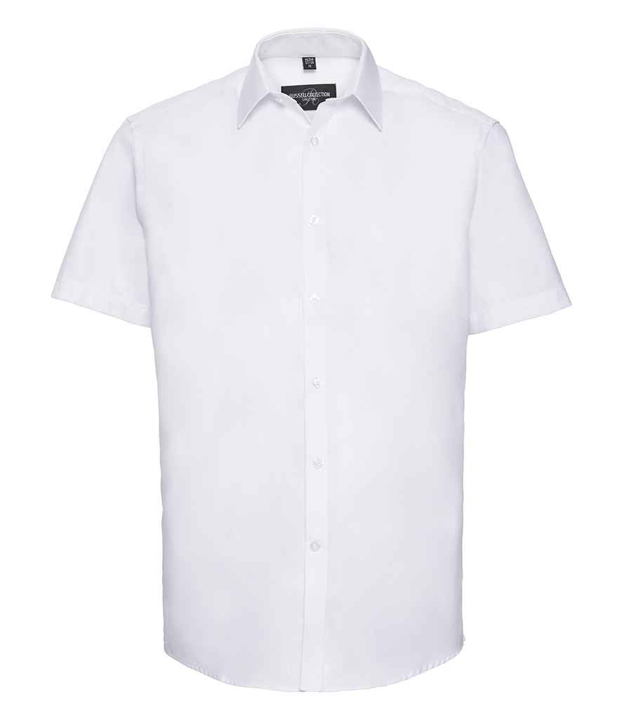Russell Athletic Collection Short Sleeve Herringbone Shirt - White