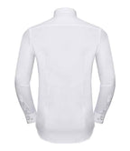 Russell Athletic Collection Long Sleeve Contrast Herringbone Shirt - White/Silver