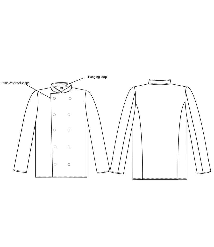 Dennys Long Sleeve Chef's Jacket - White