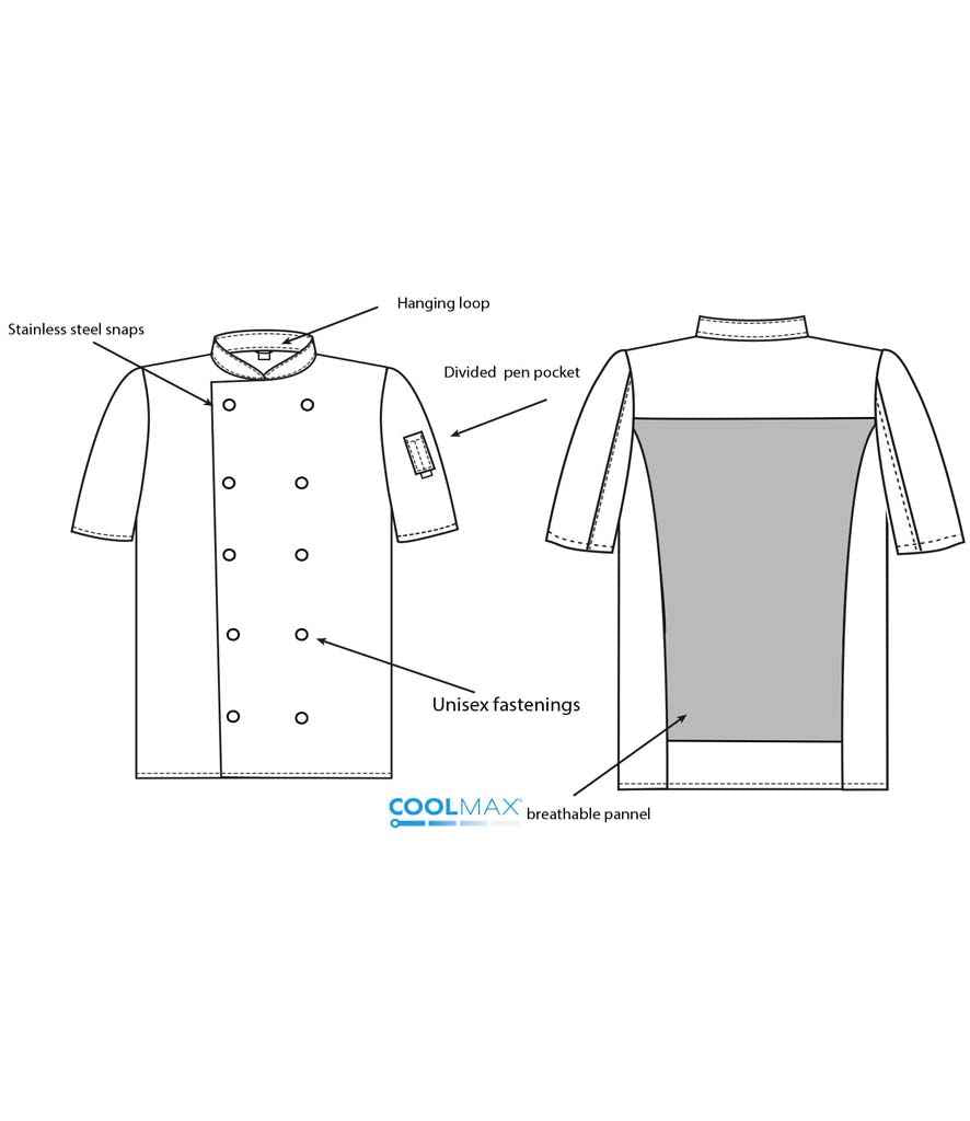 ADC Short Sleeve Coolmax® Chef's Jacket - Black