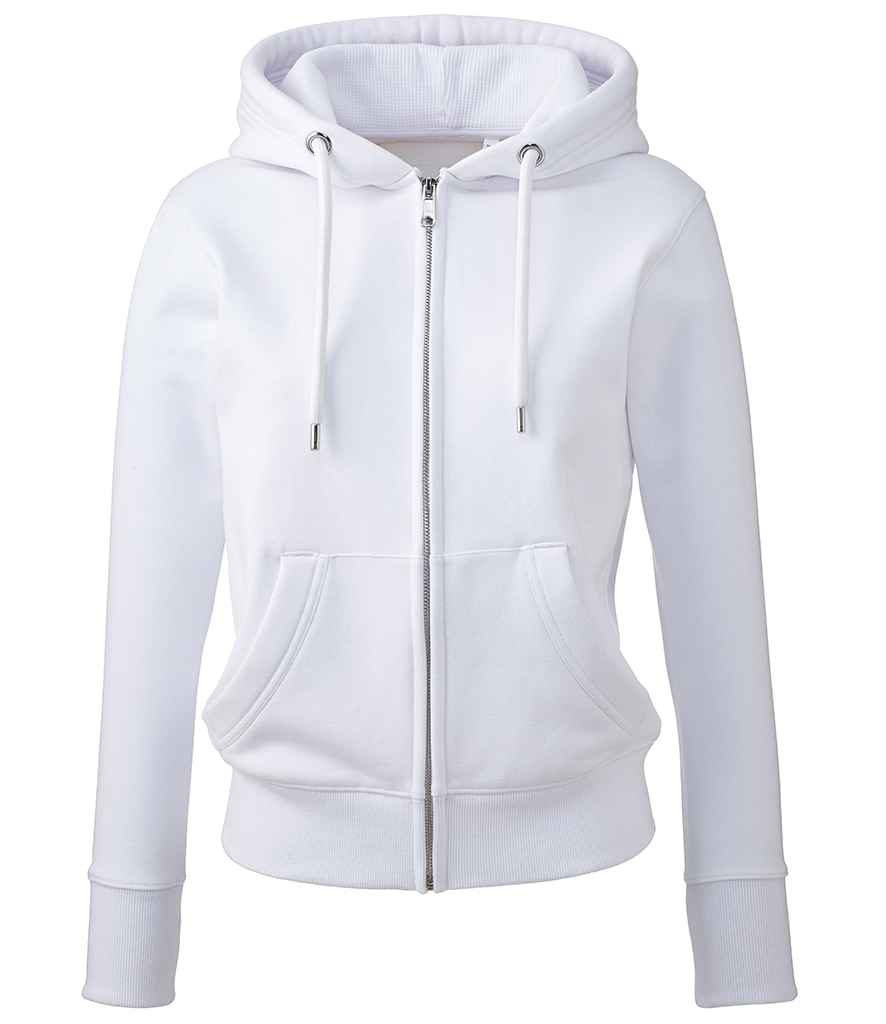 Anthem Ladies Organic Full Zip Hoodie - White