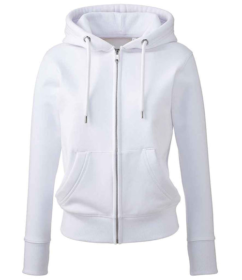 Anthem Ladies Organic Full Zip Hoodie - White