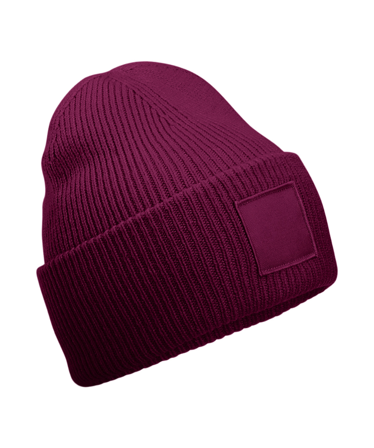 Deep-cuffed tonal patch beanie