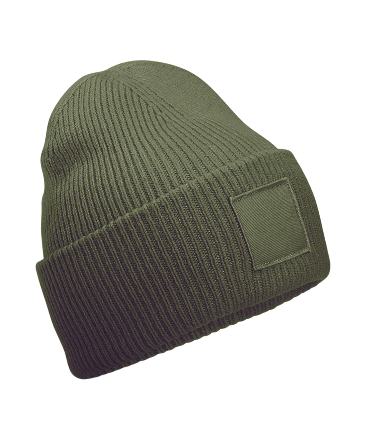 Deep-cuffed tonal patch beanie