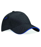 Beechfield Ultimate 5 Panel Cap with Sandwich Peak - Black/Bright Royal
