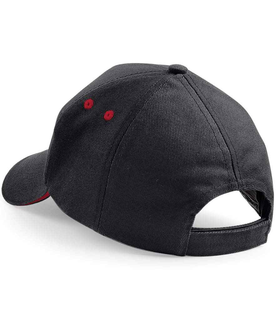 Beechfield Ultimate 5 Panel Cap with Sandwich Peak - Black/Classic Red