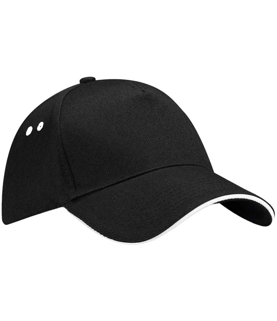 Beechfield Ultimate 5 Panel Cap with Sandwich Peak - Black/White