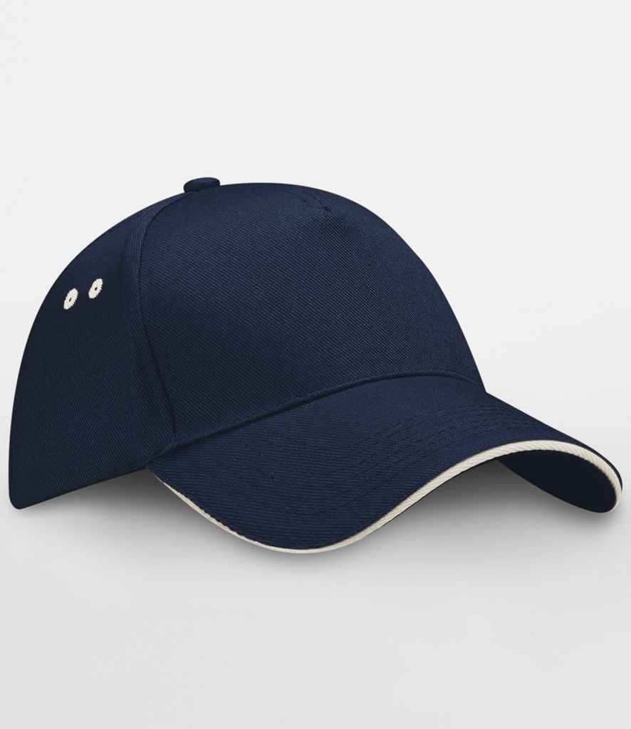 Beechfield Ultimate 5 Panel Cap with Sandwich Peak - French Navy/White