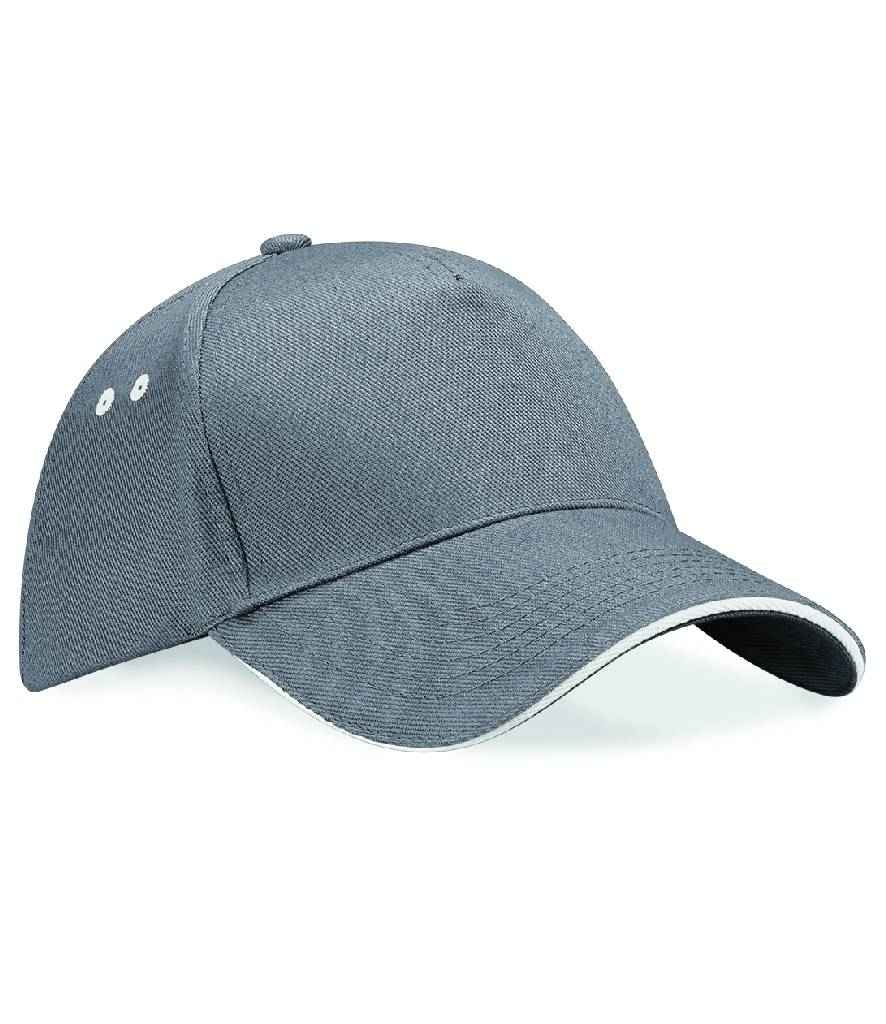 Beechfield Ultimate 5 Panel Cap with Sandwich Peak - Graphite Grey/Oyster Grey