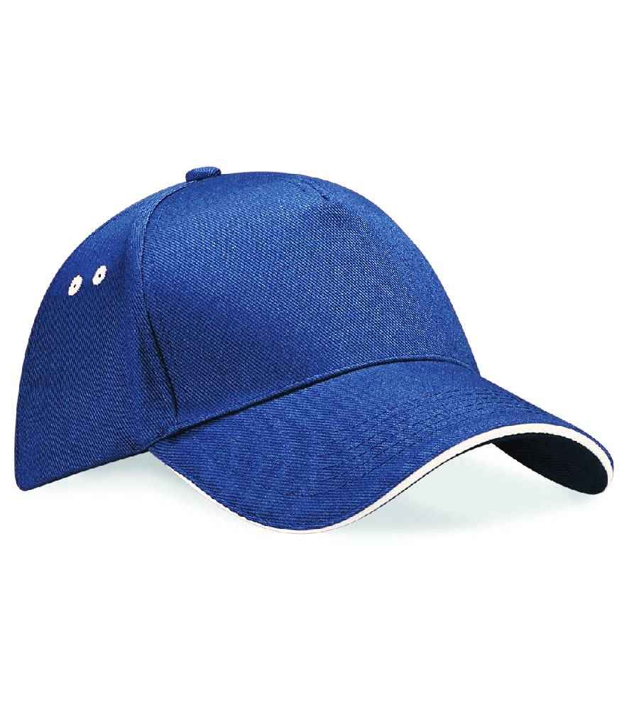 Beechfield Ultimate 5 Panel Cap with Sandwich Peak - Navy/Putty