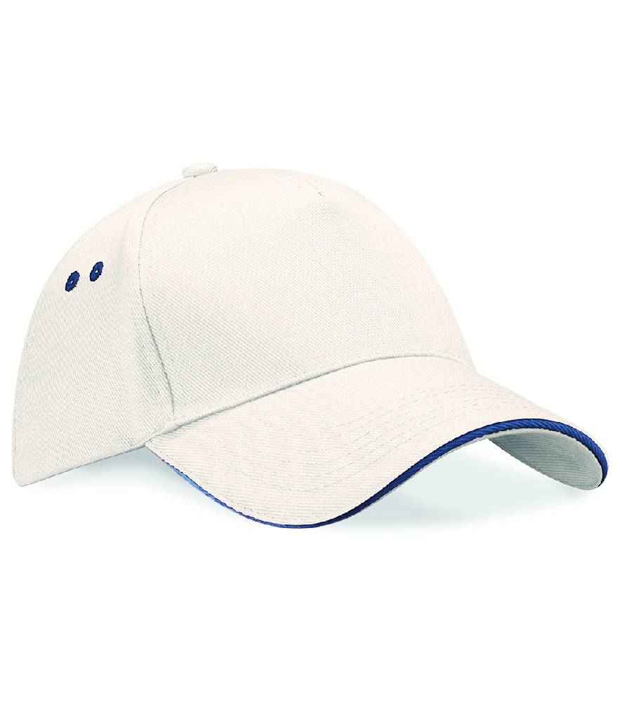 Beechfield Ultimate 5 Panel Cap with Sandwich Peak - Putty/Navy