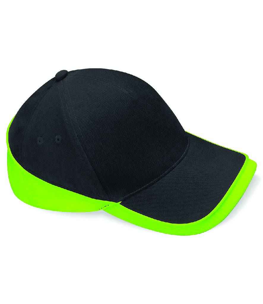 Beechfield Teamwear Competition Cap - Black/Lime Green