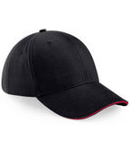 Beechfield Athleisure 6 Panel Cap - Black/Classic Red