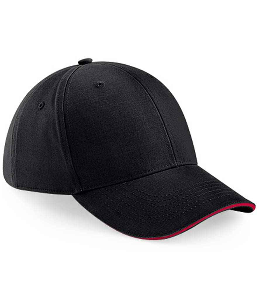 Beechfield Athleisure 6 Panel Cap - Black/Classic Red