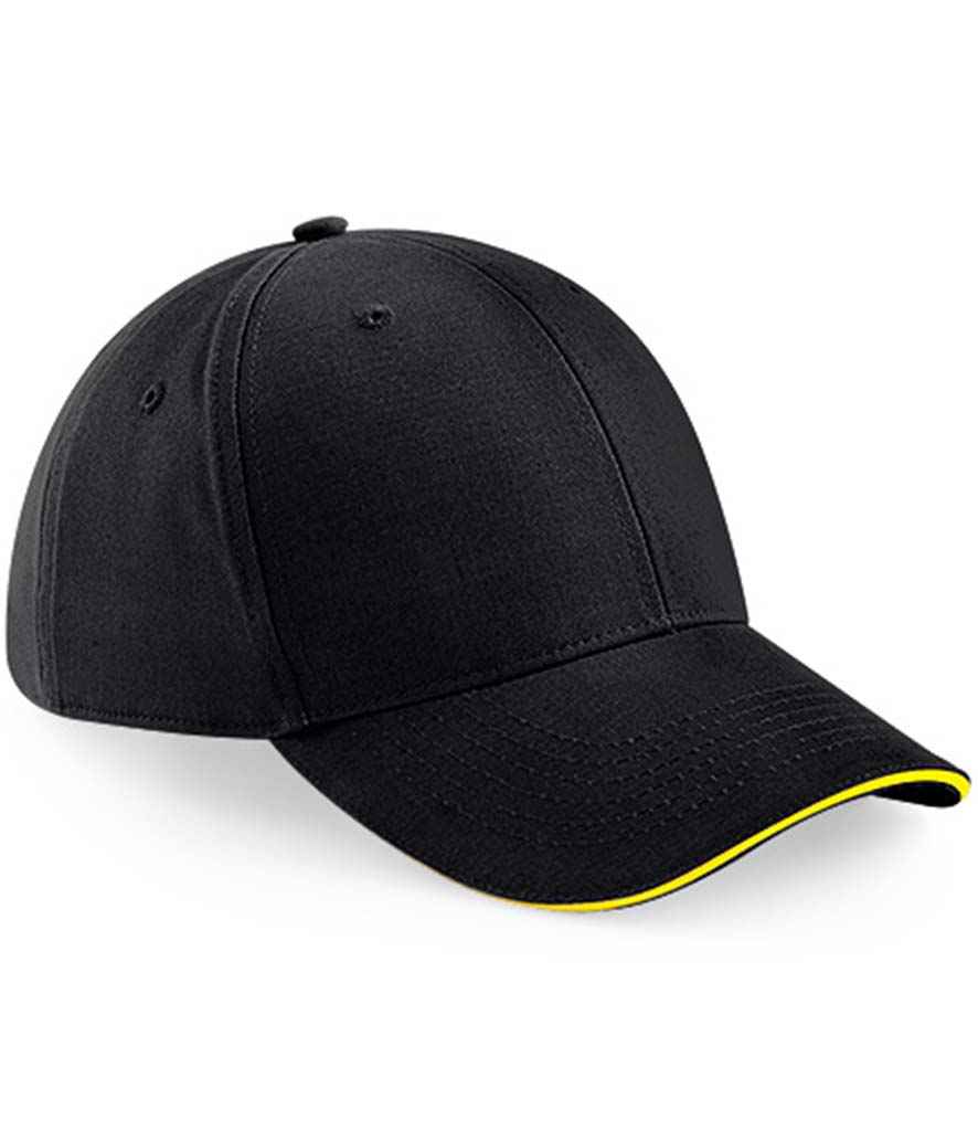 Beechfield Athleisure 6 Panel Cap - Black/Yellow