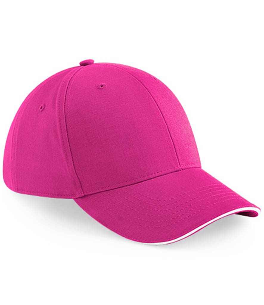 Beechfield Athleisure 6 Panel Cap - Fuchsia/White