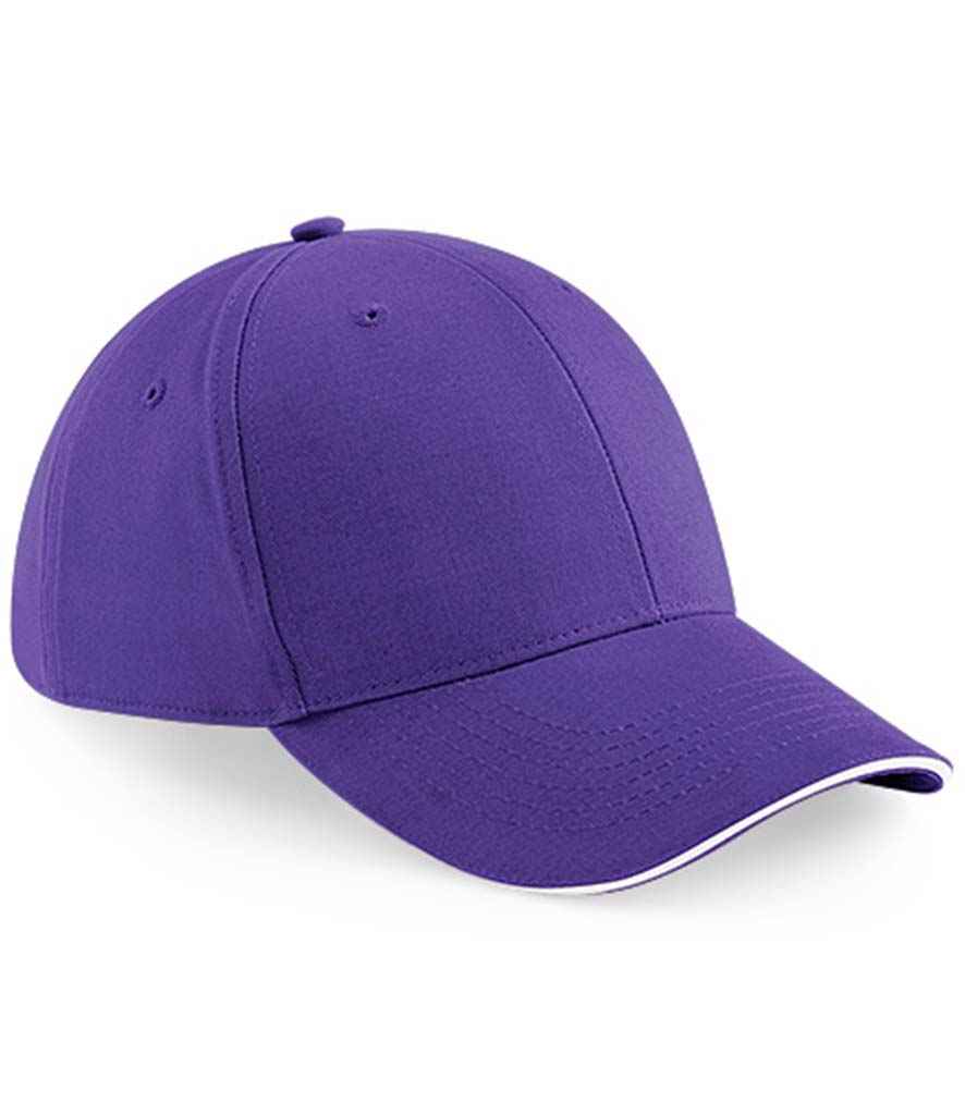 Beechfield Athleisure 6 Panel Cap - Purple/White