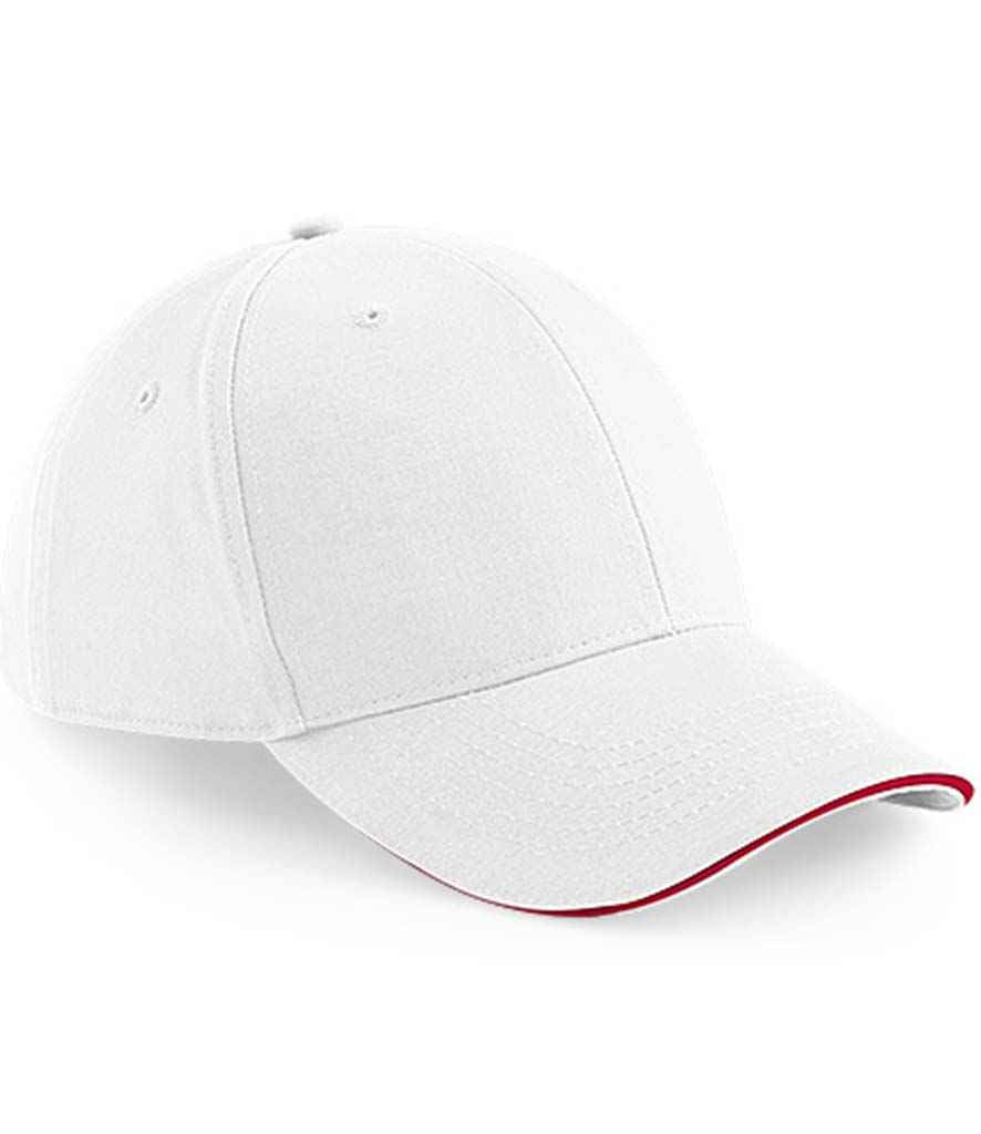 Beechfield Athleisure 6 Panel Cap - White/Classic Red