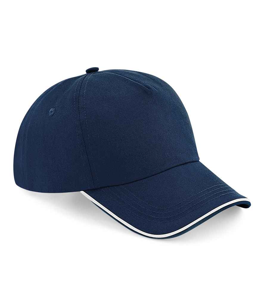 Beechfield Authentic Piped 5 Panel Cap - French Navy/White