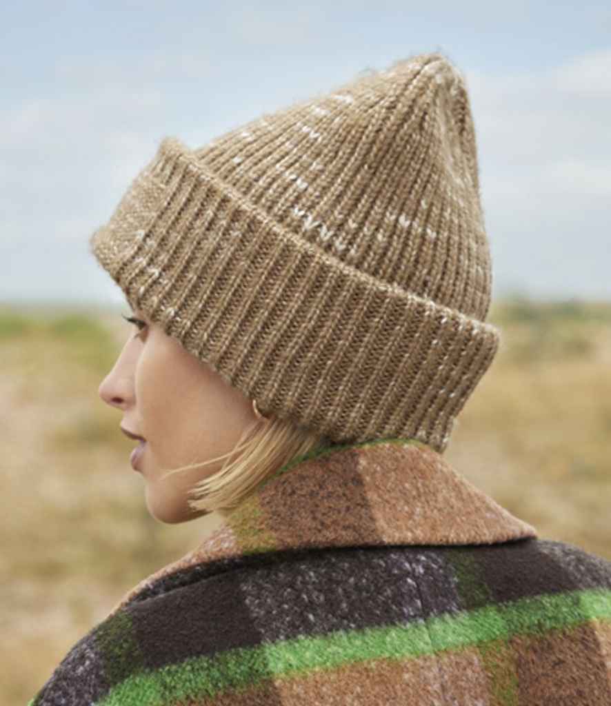 Beechfield Chunky Knitted Patch Beanie - Expresso Haze