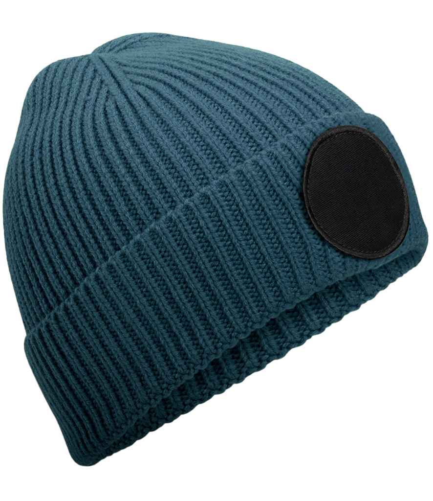 Beechfield Circular Fashion Patch Beanie - Airforce Blue/Black