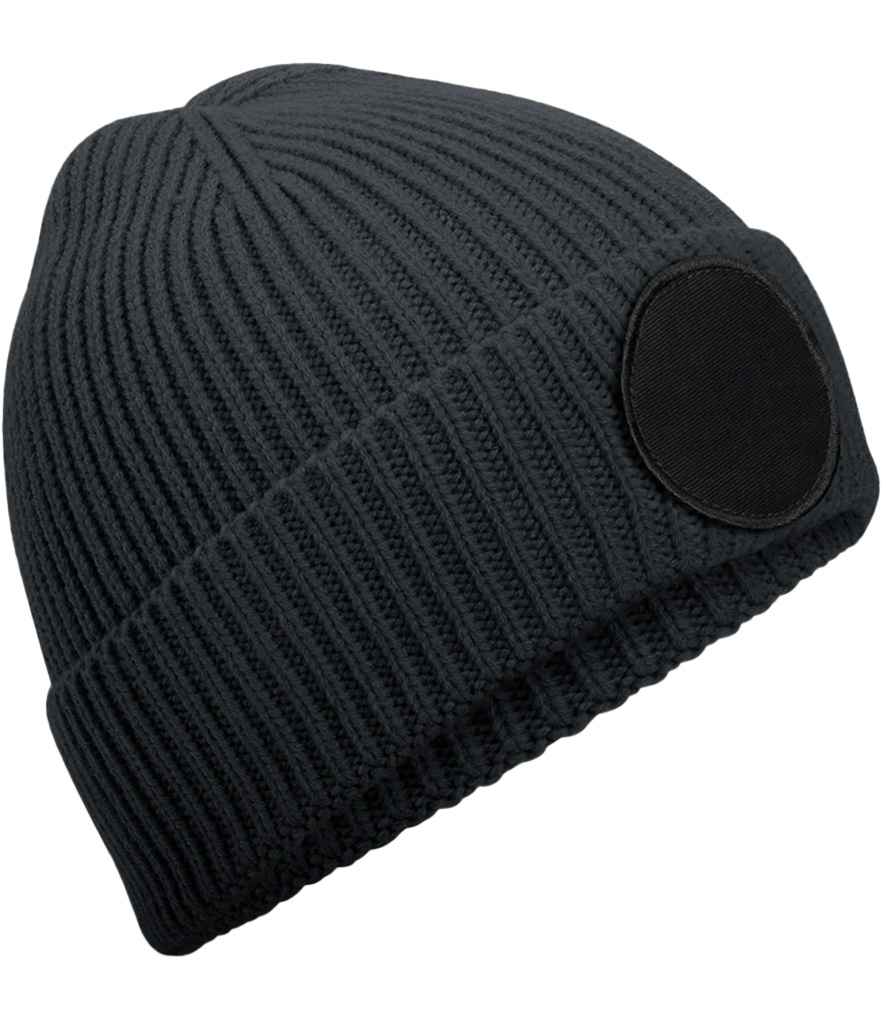 Beechfield Circular Fashion Patch Beanie - Graphite Grey/Black