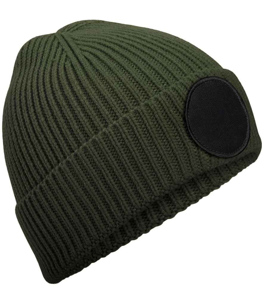Beechfield Circular Fashion Patch Beanie - Olive Green/Black