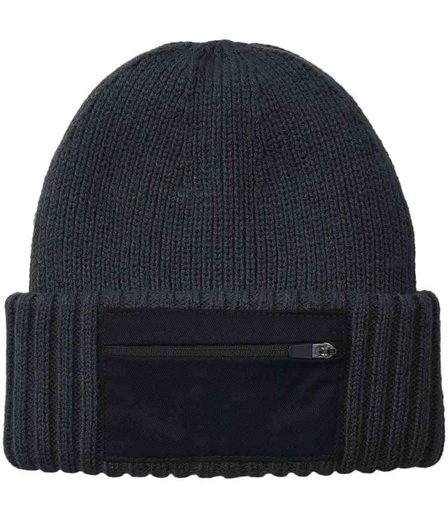 Beechfield Zip Patch Beanie - Graphite Grey/Black
