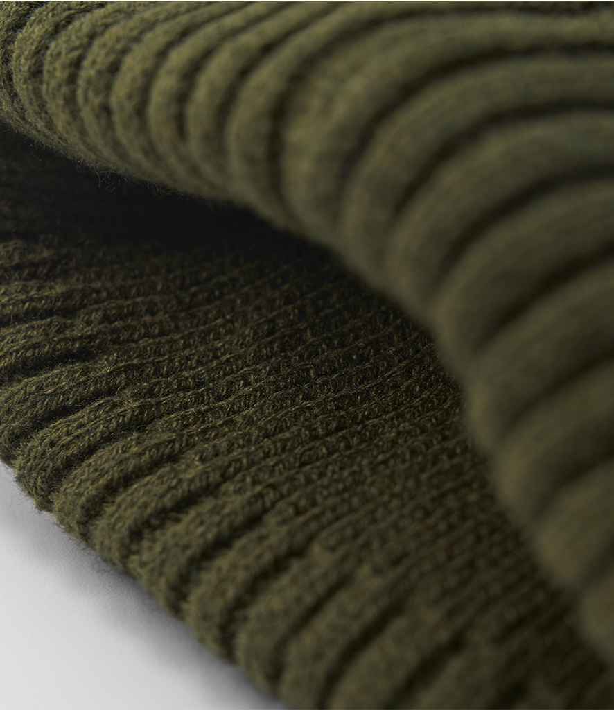Beechfield Zip Patch Beanie - Military Green/Black