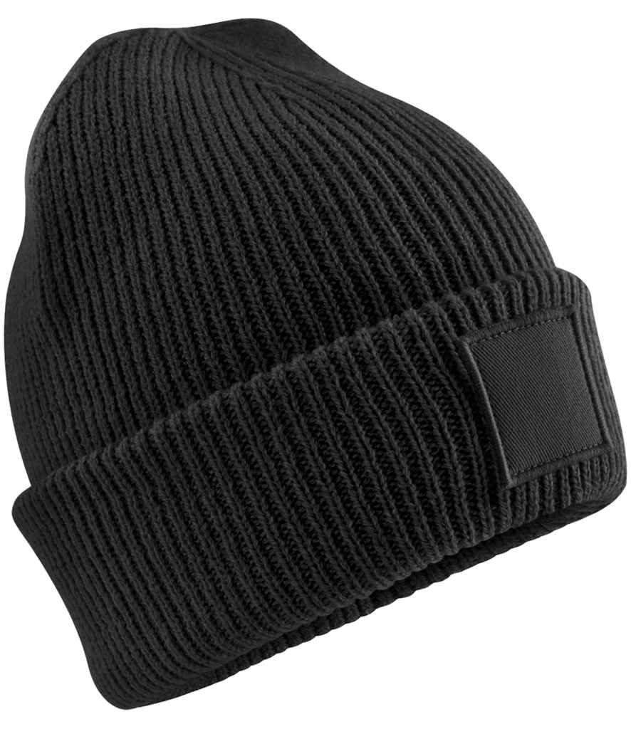 Beechfield Kids Deep Cuffed Tonal Patch Beanie - Black