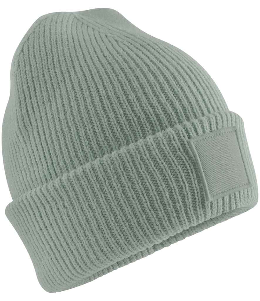 Beechfield Kids Deep Cuffed Tonal Patch Beanie - Dusty Green