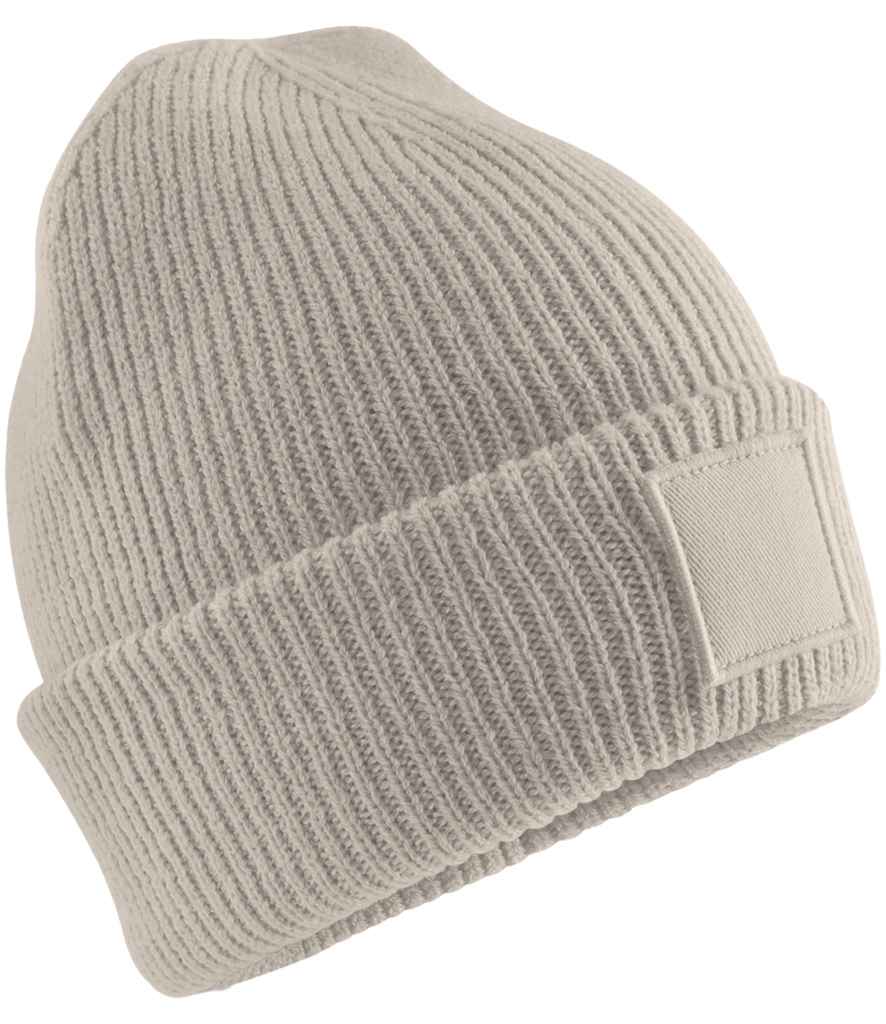 Beechfield Kids Deep Cuffed Tonal Patch Beanie - Natural Stone