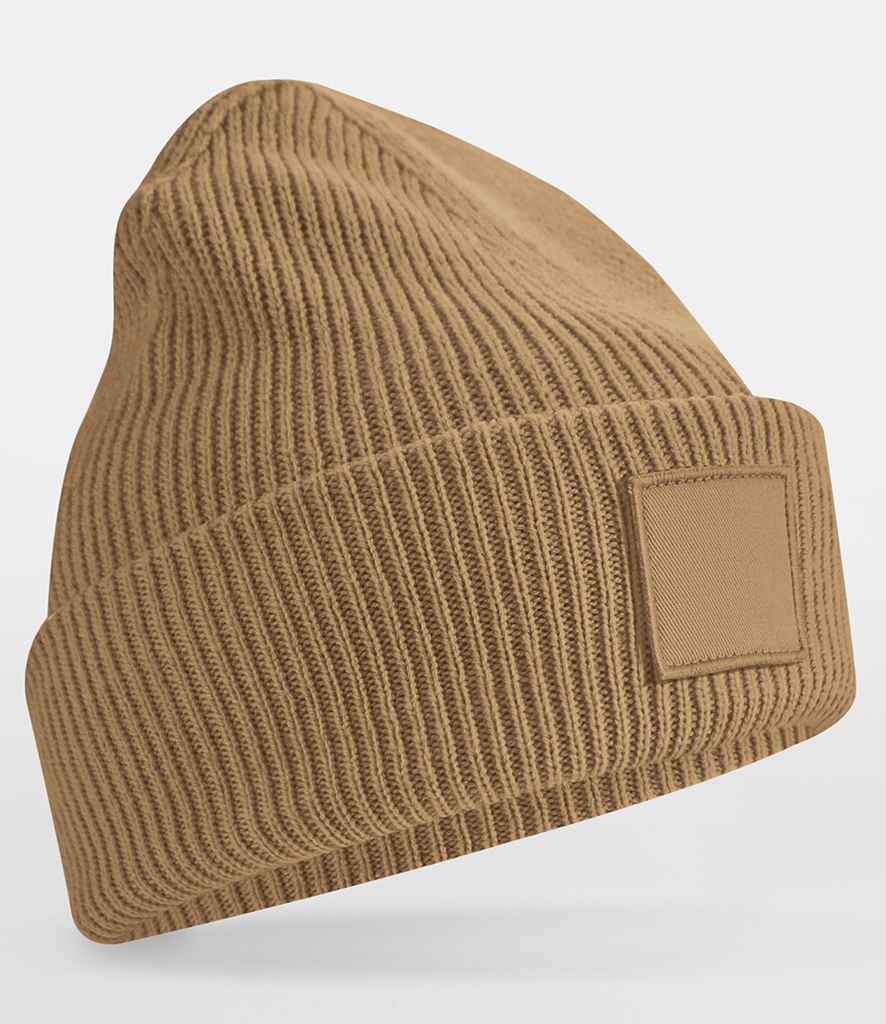 Beechfield Deep Cuff Tonal Patch Beanie - Biscuit