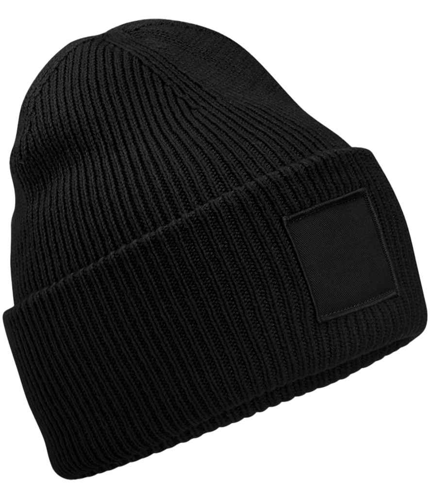 Beechfield Deep Cuff Tonal Patch Beanie - Black