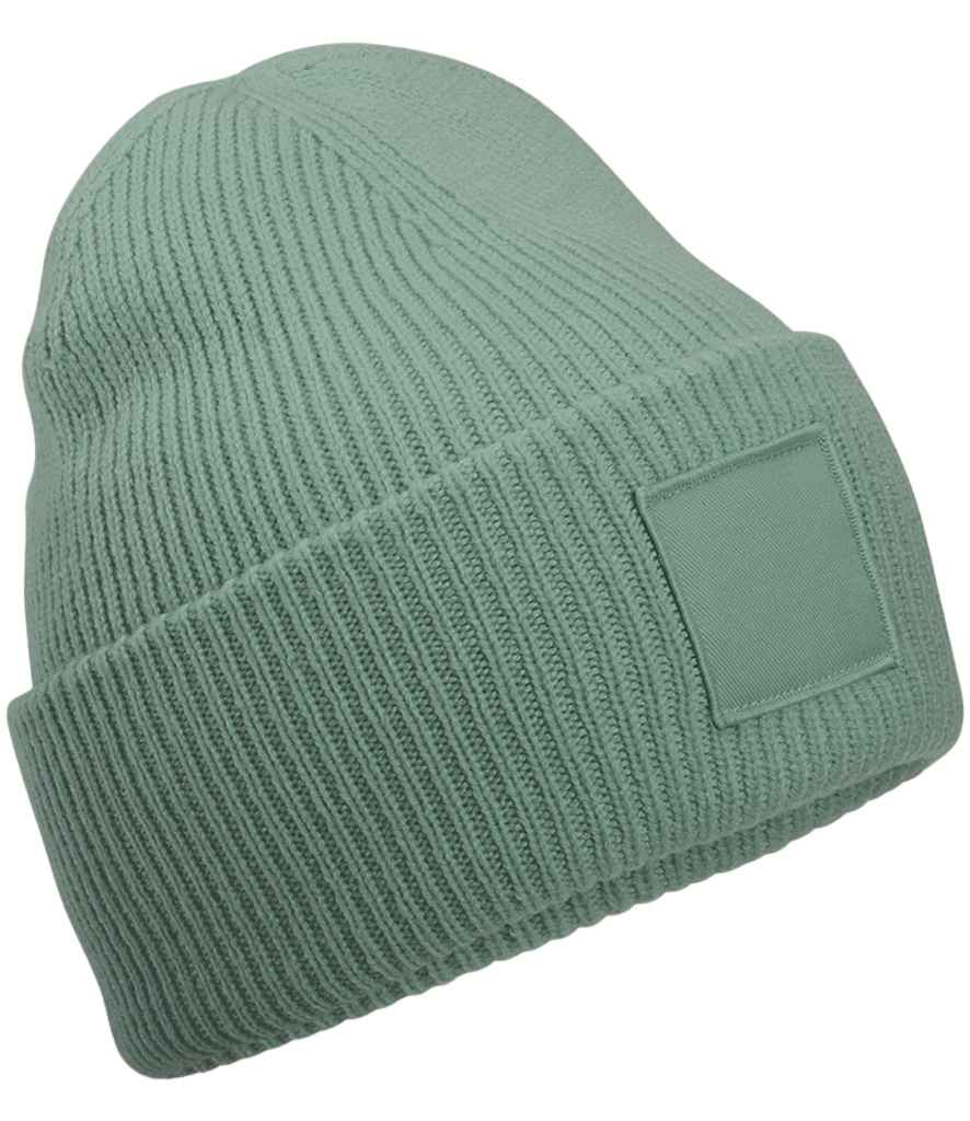 Beechfield Deep Cuff Tonal Patch Beanie - Dusty Green
