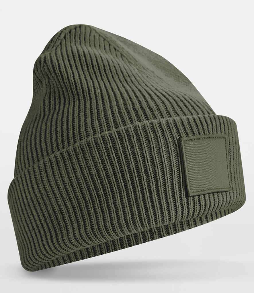 Beechfield Deep Cuff Tonal Patch Beanie - Olive Green