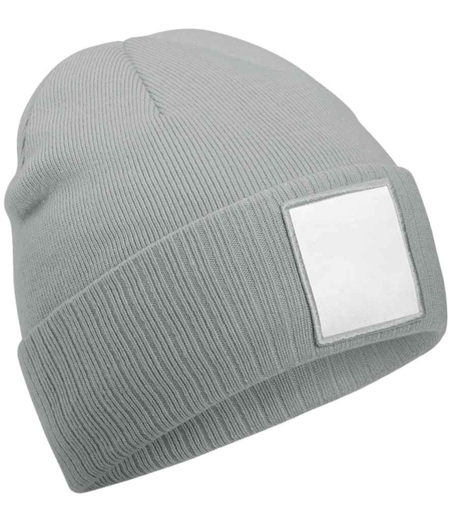Beechfield Appliqué Patch Beanie - Ash/White