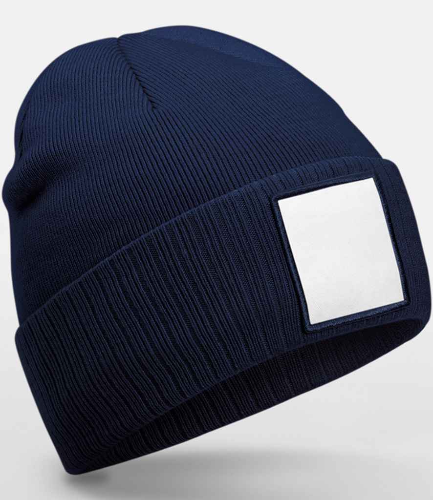 Beechfield Appliqué Patch Beanie - Oxford Navy/White