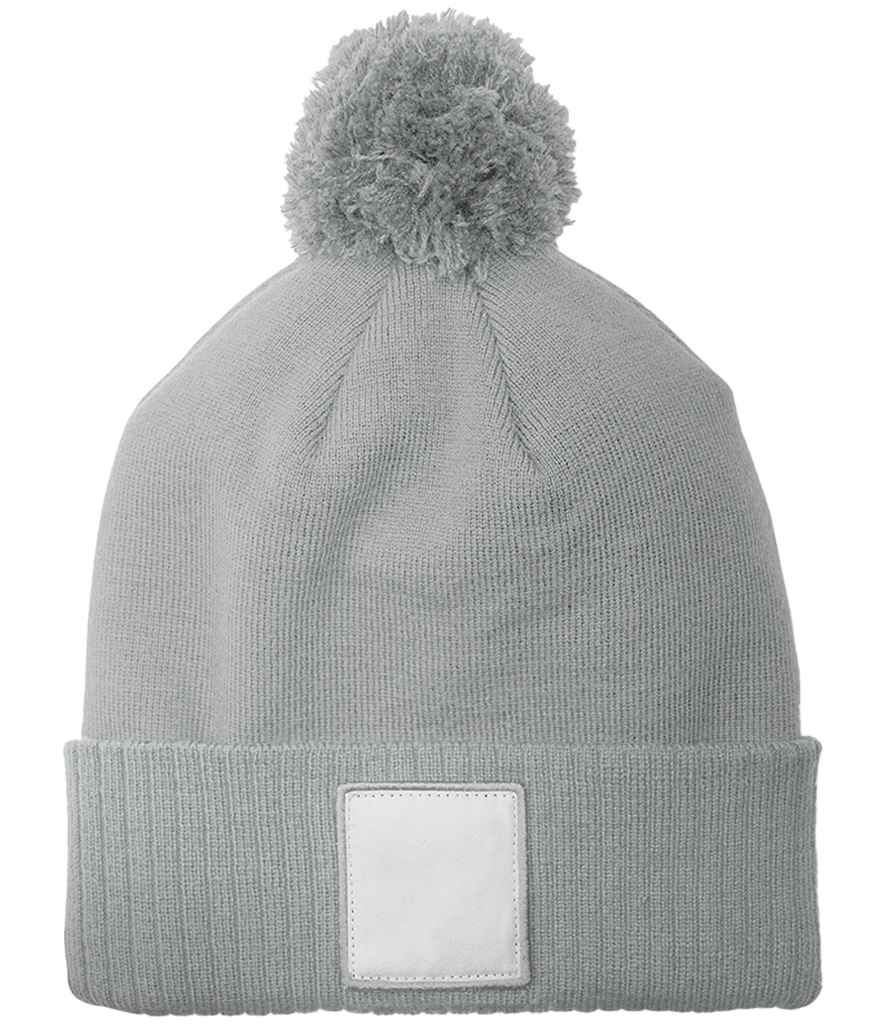Beechfield Appliqué Patch Pom Beanie - Ash/White