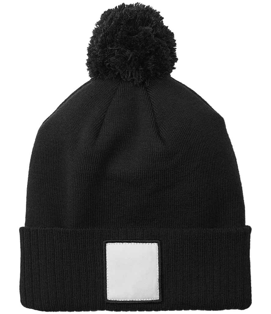 Beechfield Appliqué Patch Pom Beanie - Black/White