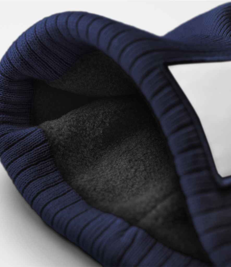 Beechfield Appliqué Patch Pom Beanie - Oxford Navy/White