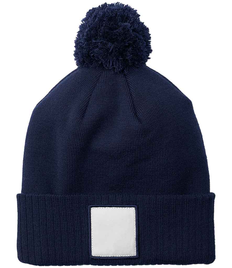 Beechfield Appliqué Patch Pom Beanie - Oxford Navy/White