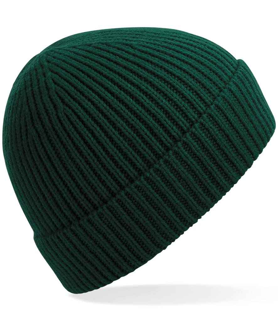 Beechfield Engineered Knit Ribbed Beanie - Bottle Green