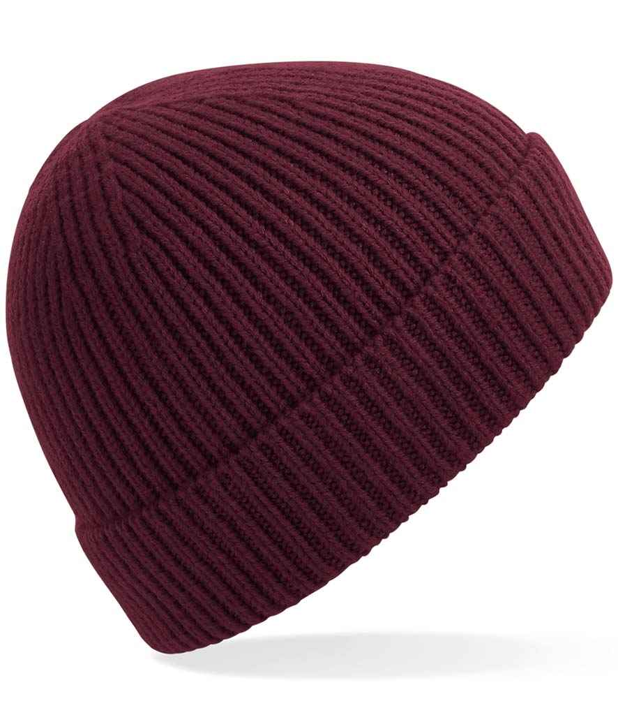Beechfield Engineered Knit Ribbed Beanie - Burgundy