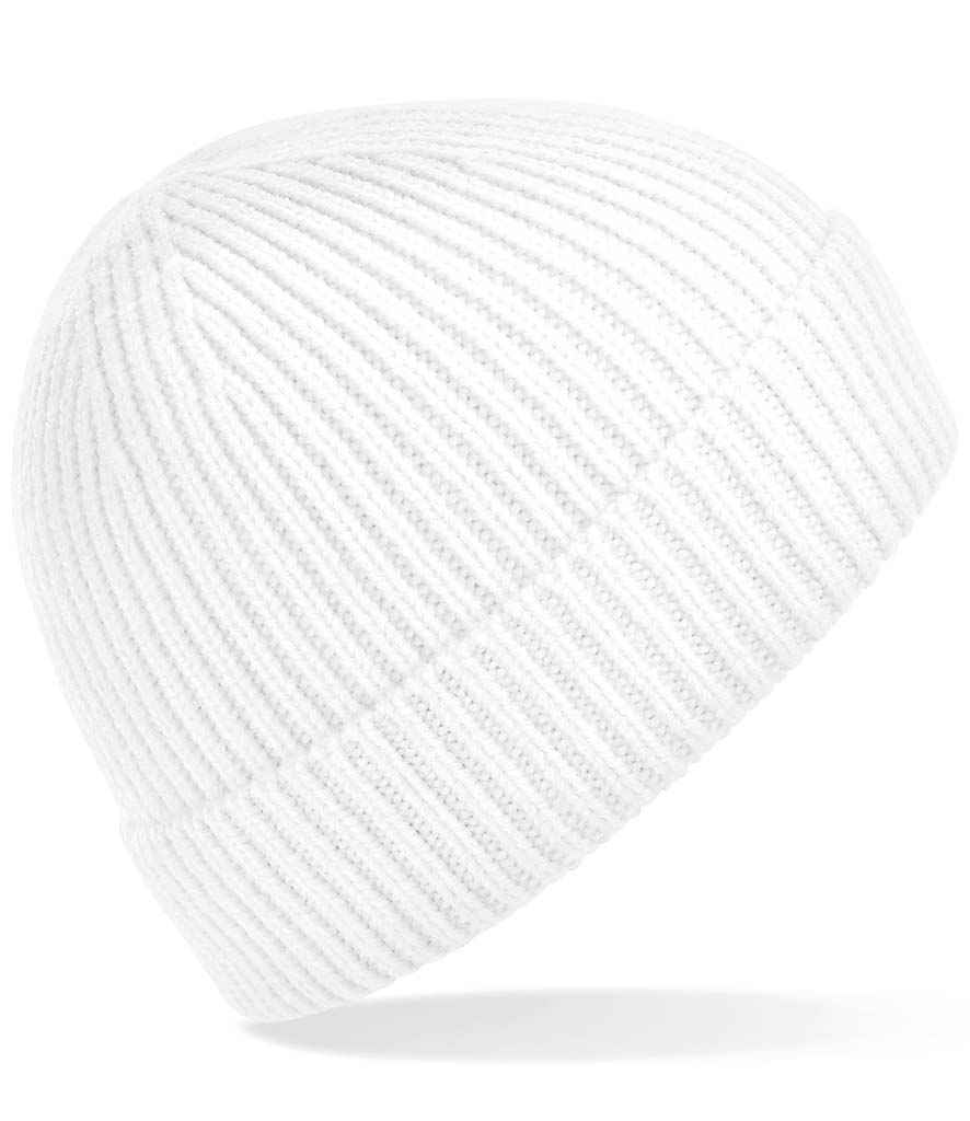 Beechfield Engineered Knit Ribbed Beanie - White